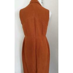 Vintage jurk doorknoopjurk oranjebruin mt S 36