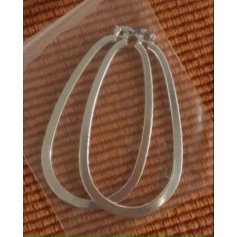 Ovale splinternieuwe 925 zilveren oorbellen-6,8cm