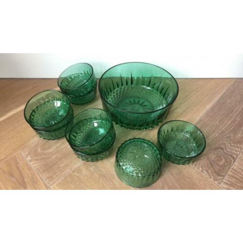 Arcoroc France glas servies smaragd groen, emerald groen 70’