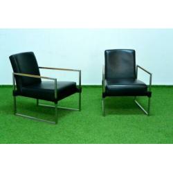 2 ZGAN zwarte leren Bert Plantagie Gable design fauteuils
