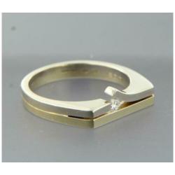 Gouden14K bicolor ring met diamant