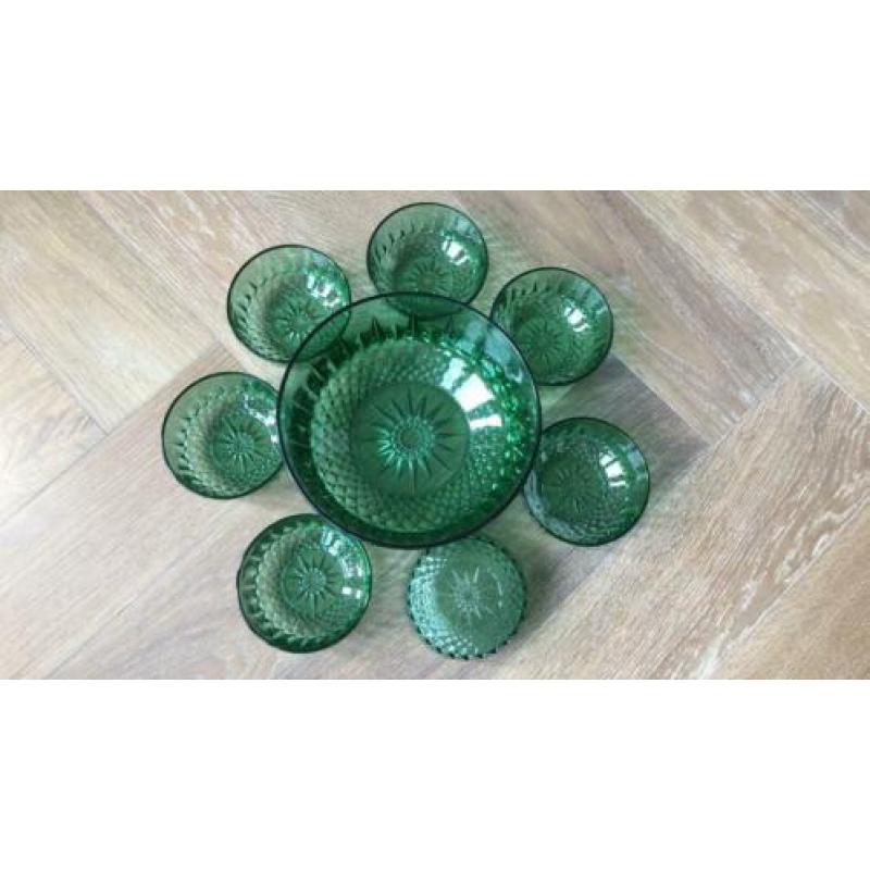 Arcoroc France glas servies smaragd groen, emerald groen 70’