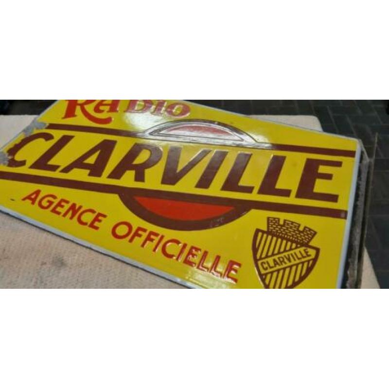 Emaille reclamebord Clarville radios