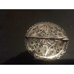 antieke zilveren filigrain broche