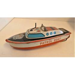 Blikken Patrol Boat made in Japan ca 21 cm