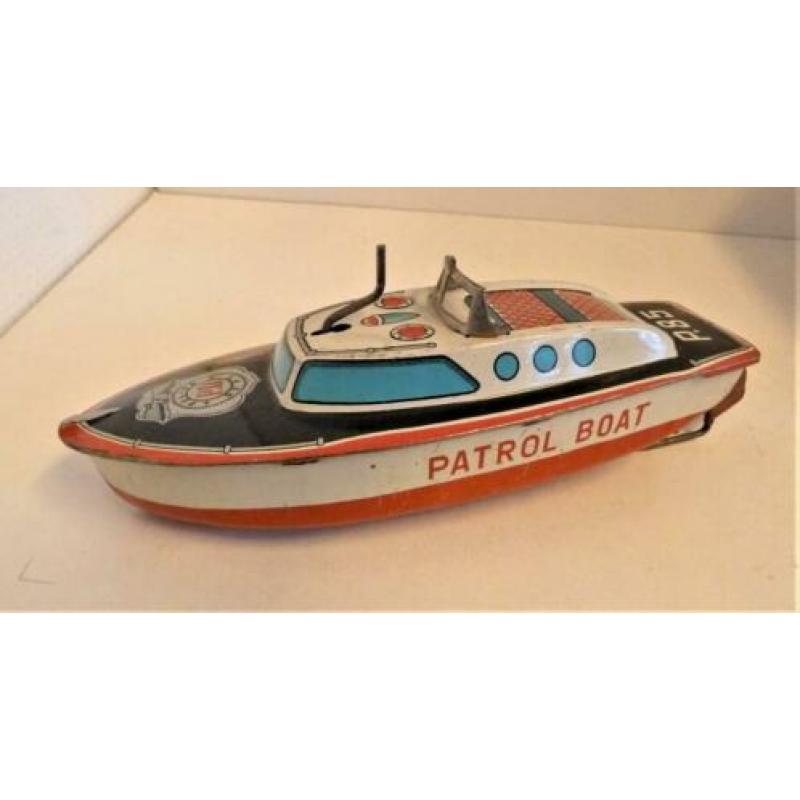 Blikken Patrol Boat made in Japan ca 21 cm