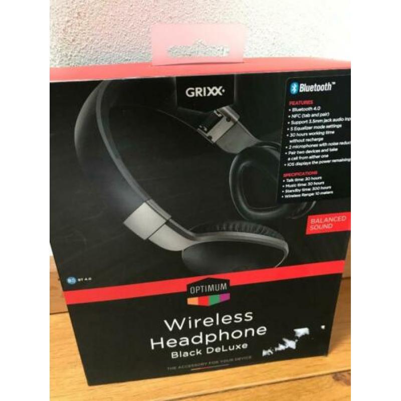 Grixx Optimum bluetooth wireless headphone Black Deluxe