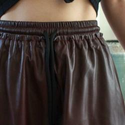 faux leather rok rood
