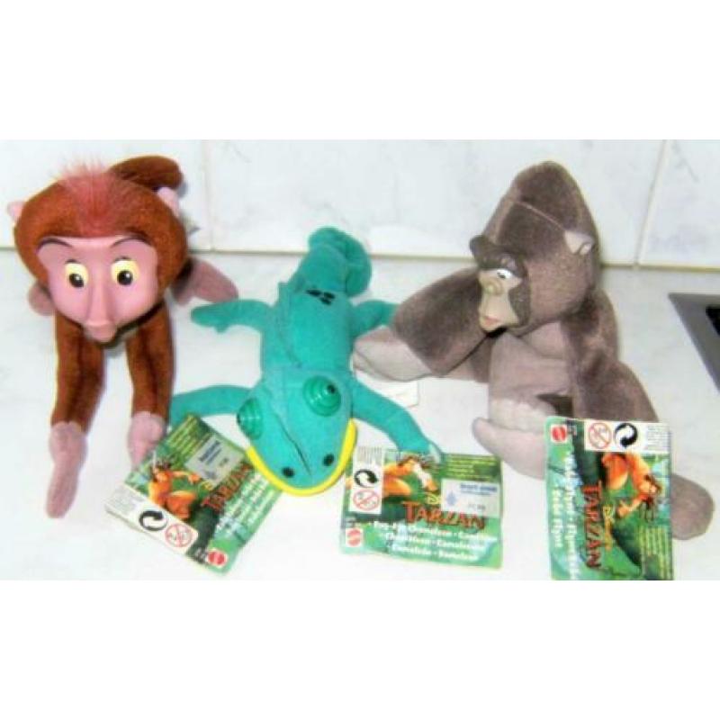Vintage Set 3 Originele DISNEY Tarzan Beanies Mattel 1999