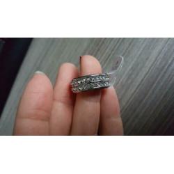 Chique RVS ring met 2 rijen crystallen, maat 18mm