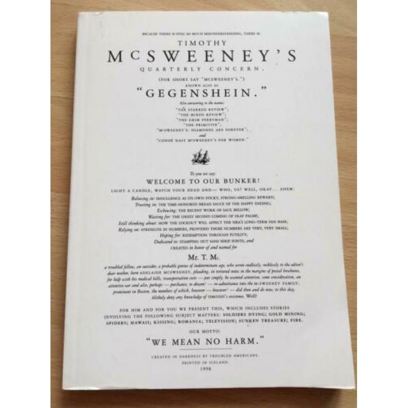 McSweeney's Issue #1, Autumn 1998 - first issue