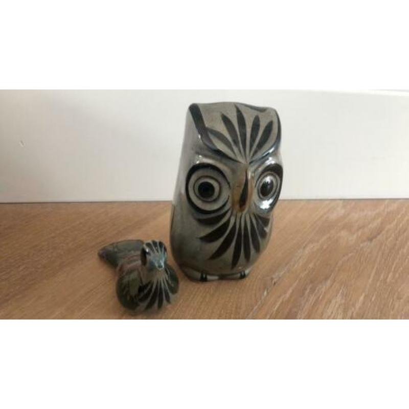 Tonala pottery uil en vogel, keramiek uit Mexico