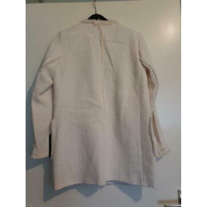 Nieuw tweed knoopjes wit beige zara jasje blazer vest M 38