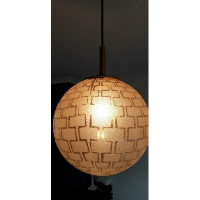 Vintage glashütte limburg globe hanglamp