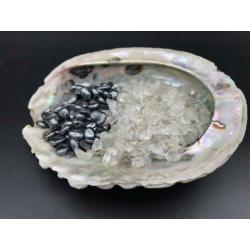 Abalone schelp oplaad ontlaad hematiet bergkristal mineralen