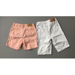 Twee shorts maat 116 Noppies, LCEE neon oranje en wit