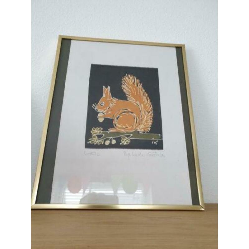 Batik afbeelding van een eekhoorn Inge Kettler-Carstensen