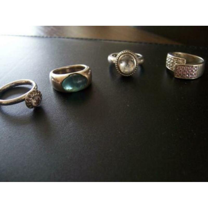 4x hele mooie zilveren ringen 925 o.a Esprit en TiSento zgan
