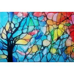 Salontafel met kleurrijke schildering