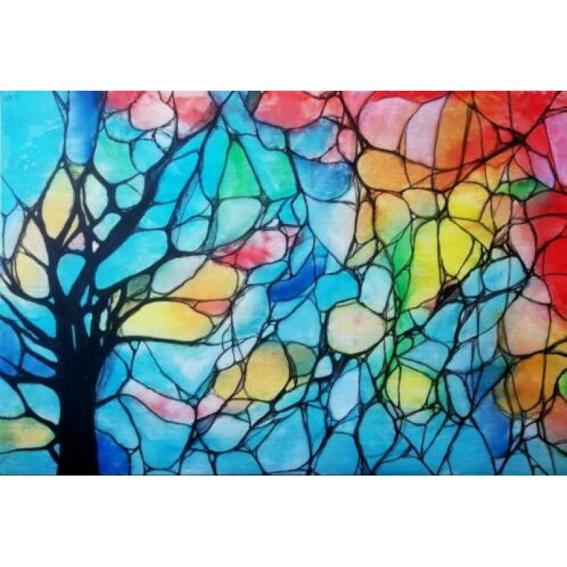 Salontafel met kleurrijke schildering