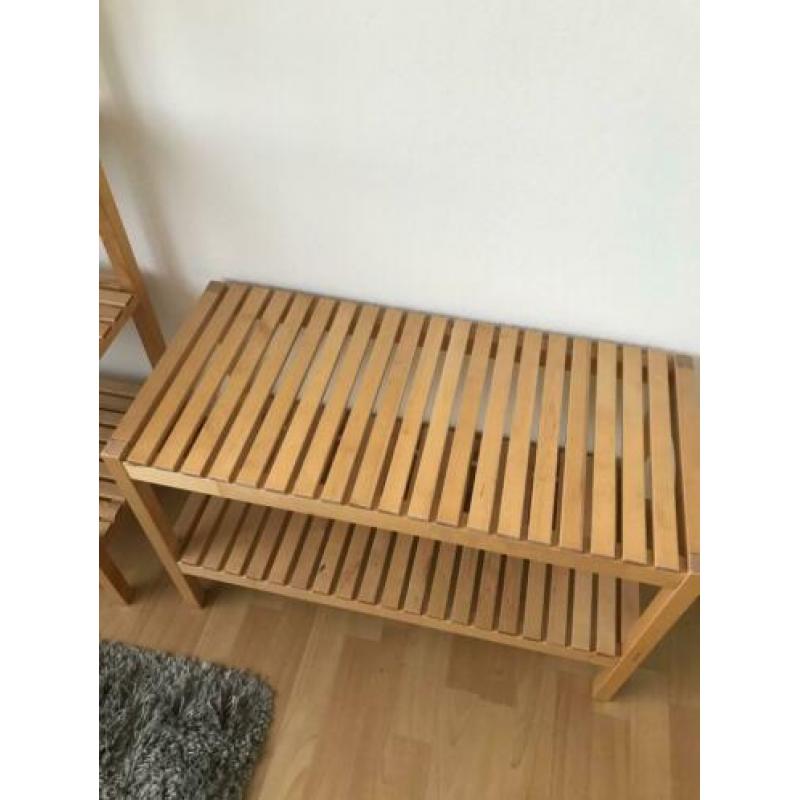 Ikea molger meubel kast + bankje hout zgan