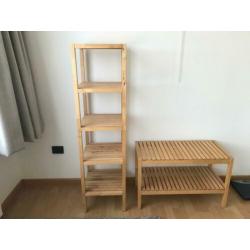 Ikea molger meubel kast + bankje hout zgan