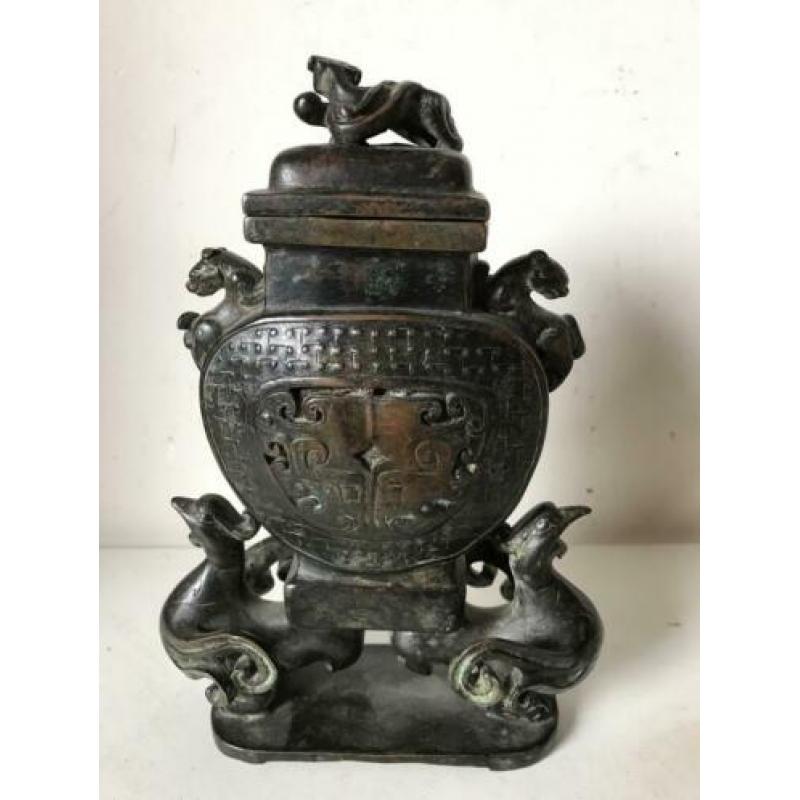 Chinees of Aziatisch bronzen Wierrook brander 21 cm brons