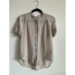 H&M Trend blouse beige donkergroen studio 36 see-through