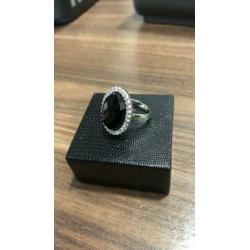 Zilveren ring zirconia met onix maat 18