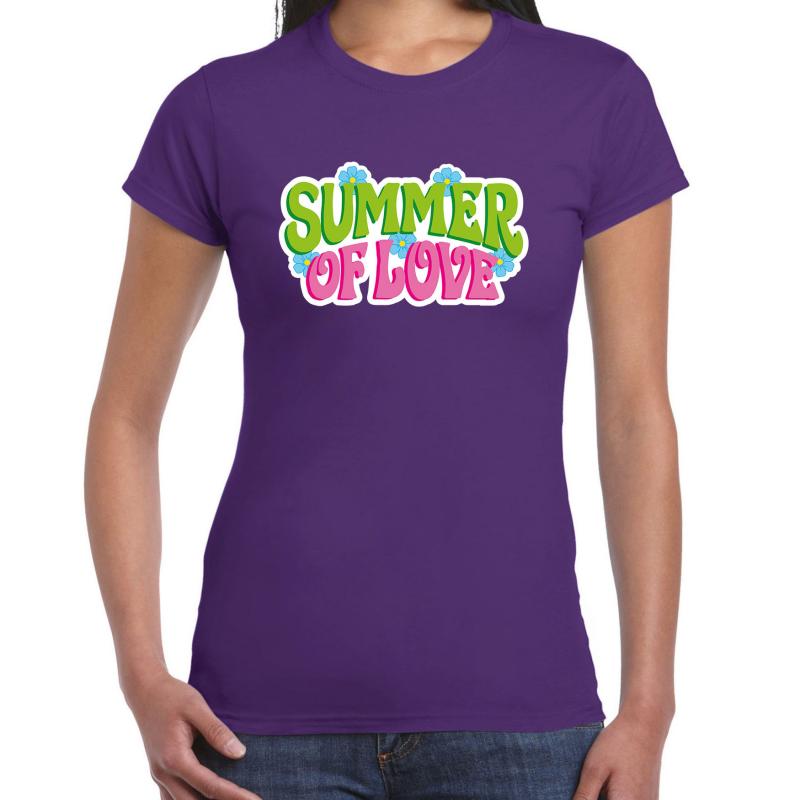 Toppers - Jaren 60 Flower Power Summer Of Love verkleed shirt paars dames